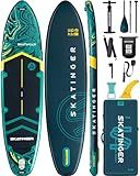 Skatinger 11'6×35" Super Wide Inflatable Paddle Board, Ultra Stable Stand Up Paddleboards for 450lb/3 People/Family/Big Size w/Shoulder Strap, 100L Backpack, All-Round Sup Board, US Fin