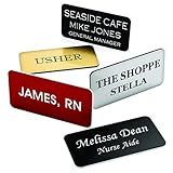 Providence Engraving Badges- Durable Personalized Acrylic Name Tag with 3 Lines of Custom Text and Pin Backing, 1.5" x 3"