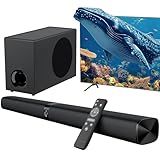 Assistrust Sound Bar with Subwoofer, 110W Sound Bar for Smart TV, with Deep Bass & Volume Boost & 3 Equalizer Modes, Bluetooth/ARC/Opt/AUX Connect, Detachable Soundbar for TV/PC/Gaming/Projectors