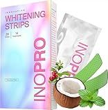 InoPro Teeth Whitening Strips 14 Treatments Kit - Enamel Safe Teeth Whitener, Peroxide-Free, Green White Strips for Teeth Whitening with Arbutin, Coconut Oil, Deep Stains Removal (28 Strips)