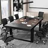 ECACAD 7FT Conference Table for 6-8 People, Large Rectangular Meeting Table, Modern Seminar Table for Office Meeting Conference Room, Black and Deep Brown (86.8”L x 47.2”W x 29.4”H)