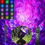 Hekation Christmas Halloween Outdoor Projector Lights, 15 Colors Water Wave Ocean Effect Night Light, Waterproof Yard Decorations With Remote and Timing
