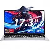 KAIGERR Gaming Laptop,17.3Inch AMD Ryzen 4300U (4C/4T, Beat Intel Processor N100,up to 3.7GHz) 16GB DDR4 RAM 512GB SSD Business Computer with Webcam,Type-C, 62.7Wh Battery, Numeric KB