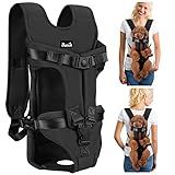 Lukovee Dog Backpack Carrier, Legs Out Easy-fit Dog Front Carrier for Small Medium Dogs, Adjustable Hands Free Dog Chest Carrier for Hiking Cycling (B,Medium)