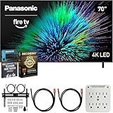 Panasonic TV-70W70BP W70 Series 70 inch LED 4K Ultra HD Smart Fire TV Bundle with 2X HDMI 2.0 Cable, TV Wall Mount, 6-Outlet Surge Adapter, Theater Essentials and Exclusive 26 Month Protection Pack
