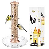 iBorn Bird Feeder for Outdoors Seed Catcher Copper,1.3 LB