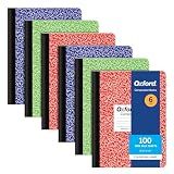 Oxford Composition Notebooks, 6 Pack, Cover Colors Vary, Wide Ruled Paper, 9-3/4 x 7-1/2 Inch School Journals, Assorted Marble Covers, 100 Sheets, per Book (63762)