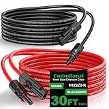 Oududianzi Solar Extension Cable 30Ft 10AWG, Solar Wire, 10 Gauge Tinned Copper PV Wire, Solar Panel Cables with Waterproof Male and Female Connectors for Home Boat RV Solar Photovoltaic Systems