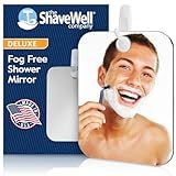 Shave Well Deluxe Anti-Fog Shaving Mirror | Fogless Hanging Bathroom Shower Mirror with Handheld Option for Men and Women | Includes Long-Lasting Removable Adhesive Hook for Wall