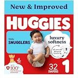 Huggies Size 1 Diapers, Little Snugglers Baby Diapers, Size 1 (8-14 lbs), 32 Count, Packaging May Vary
