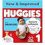 Huggies Size 1 Diapers, Little Snugglers Baby Diapers, Size 1 (8-14 lbs), 32 Count, Packaging May Vary