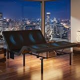 Marsail Queen Adjustable Bed Frame with Massage, Electric Adjustable Bed Base with Head & Foot Incline, Quiet Motor Adjustable Bed Frame with USB Ports, LED Light, Height-Adjustable Legs