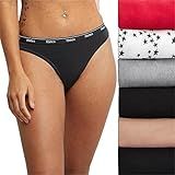 Hanes Originals Women's Underwear Thong Panties, Stretch Cotton Underwear, Basic Assorted Colors, 6-Pack