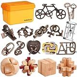 16 PCS Metal & Wooden Brain Teaser Puzzle Set – Challenging Logic & Ring Puzzles for Adults, Entertaining & Thoughtful Gift for Family and Loved Ones