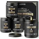 AOOVOO Scented Candles for Men - 4 Pack Candles for Home Scented, 36oz Soy Wax, 200 Hour Burn Time, Men Candle Set, Sandalwood Oud/Mahogany Teakwood/Smoke Vanilla/Jasmine Candle Set A