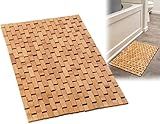 Bamboo Bath Mat - Foldable Wooden Bathmat - Accessories for Bathroom Sauna Spa Tub Step and Floor - 24 x 16 x 0.4 Inches [LxWxH] - Modern Farmhouse Decor Design