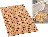 Bamboo Bath Mat, 24 x 16 Inch Foldable Roll-Up Wood Bathmat