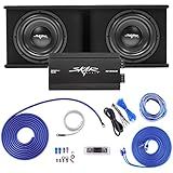 Skar Audio Dual 12" Complete 2,400 Watt SDR Series Subwoofer Bass Package - Includes Loaded Enclosure with Amplifier
