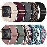 Maledan 10 Pack Stretchy Nylon Solo Loop for Apple Watch Bands Women/Men