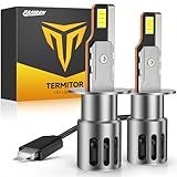 Termitor Brightest H1 Bulbs High beam, 60,000LM 12X Super Bright, 1:1 Mini Size 6500K Cool White IP68 Waterproof Automotive Replacement H1 Fog Lights, 3-Minute Plug and Play Installation, Pack of 2