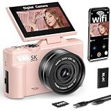 FLATIC 5K Digital Camera, 75MP Cameras for Photography with WiFi & 64GB TF Card, Autofoucs Vlogging Camera for YouTube with 180° Flip Screen, Vlog Camera Kit for Beginner