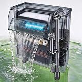 264GPH UV Large Hang on Back Aquarium Filter for 20-65 Gallon Algae Control | 4-Stage Canister Filtration, Adjustable Flow and Surface Skimmer, Wide Waterfall Fish Tank Filter