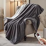 BEARKISS Electric Heated Blanket,50"x60" Heating Throw Flannel London Grey