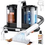 Portable Carpet & Upholstery Spot Cleaner Machine, Pro 18Kpa Powerful Suction Carpet Shampooer for Pet Stains, Furniture, Sofa, Stairs & Car Deep Cleaning with Dual Brush Heads & Cleaning Solution