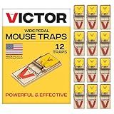 Victor Mouse Traps, 12-Pack Plastic Pedal Snap Traps, FSC Certified Wood