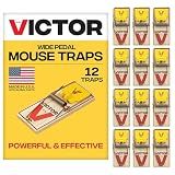 Victor Mouse Traps, 12-Pack Plastic Pedal Snap Traps, FSC Certified Wood