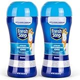 Fresh Step Litter Box Charcoal Odor Eliminator Powder, Cat Litter Deodorizer Additive to Help Absorb and Control Strong Litter Box Odors for Cleaner Smelling Homes, 15 Oz - 2 Pack