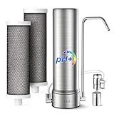 LCF Alkaline Countertop Water Filter, 𝐒𝐢𝐥𝐯𝐞𝐫 𝐈𝐨𝐧𝐬 Enhanced 6-Stage Stainless Steel Water Filter for Sink Faucet, Reduces Heavy Metals, Bad Taste & 99% Chlorine, 16,000 Gallons(2 Filters)