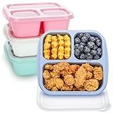 Bento Box For Kids, 4 Pack 3 Compartments Meal Prep Containers Reusable Lunch Containers, Food Storage Containers With Lids, Stackable Snack Boxes for School, Work, and Travel
