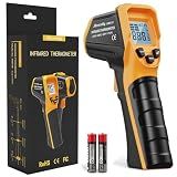 Ahosoutly Infrared Thermometer Laser Temperature Gun -58℉ to 1112℉,with Cal Calibration and Adjustable Emissivity,Min& Max Measure,for Cooking,Oven,Meat Food,HVAC,Appliance（Yellow）