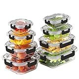 8 Pack Borosilicate Glass Food Storage Containers with Lids, Glass Meal Prep Containers, Airtight Bento Lunch Boxes with Snap Locks, Oven, Freezer and Dishwasher Safe, BPA Free, Kitchen Storage Set