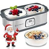 Ultimate Probiotic Yogurt Maker with Adjustable Time & Temp Control - Make Trillions of Live Probiotics with Two 1-Quart Containers for Larger Batches - Greek Yogurt Maker - ULTIMATE LIFETIME WARRANTY