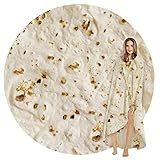 SeaRoomy Burritos Tortilla Blanket, Realistic Food Wrap Blanket Double Sided, Novelty Funny Tortilla Round Giant Soft Blankets (Beige, 47 inches)