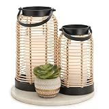 Natural Rattan Boho Lanterns - Handcrafted Chic Farmhouse Decor for Home