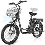 Carom Peak 560W Electric Bike for Adults, 36V Removable Battery, Up to 15Miles&20MPH, 20" Fat Tire Electric Scooter with Basket&Adjustable Seat, Foldable Adult Electric Bicycle for Commuting (Black)