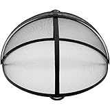Outdoor Fire Pit Spark Screen Cover Accessory, 36In Patio Round Easy-Opening Fire Mesh Screen Guard, Heavy Duty Steel Firepit Ember Lid with Hinge