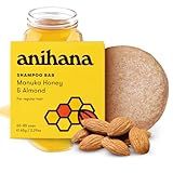ANIHANA Shampoo Bar for Regular Normal Hair Clean Purifying Natural Healthy Look and Shine Paraben Free Manuka Honey and Almond 2.29 oz