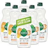 Seventh Generation Dish Liquid Soap Clementine Zest Lemongrass Pack of 6 Dishwashing Soap Liquid Soap 19 oz