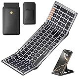 ProtoArc Backlit Foldable Keyboard, XK01 Plus Folding Portable Bluetooth Keyboard for Travel, True Full Size External Wireless Keyboards with Backlight for iPad Tablet Smartphone Laptop - Gray