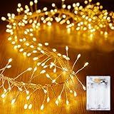 Brightown Fairy Lights Battery Operated, 10Ft 120 LED Firecracker String Lights, Waterproof Silver Wire Starry Firefly Light for DIY Wreath Weeding Indoor Outdoor Christmas Garden Decorations