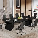 Tribesigns 8ft Conference Table, Large Meeting Table for 8-10 People, Business Seminar Furniture for Office Conference Room (1, Black)