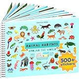 Animals Habitat 500+ Kids Sticker Book by Cupkin Toddler Airplane Travel Activity Coloring and Sticker Book, Road Trip Essentials, 12 Coloring Pages + 12 Scenes for Ages 2–8 Years