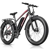 Funhang Electric Bike for Adults, 1000W Peak Ebike, 20MPH 60Miles Electric Mountain Bike, 26" Fat Tire Electric Bicycle with 48V 13AH Battery, Front Suspension,7 Speed, Rear Rack, UL 2849 Certified