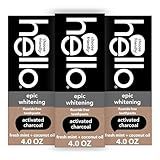 hello Epic Whitening Charcoal Fluoride Free Toothpaste, Activated Charcoal Toothpaste with Coconut Oil, Whitens Teeth Naturally, SLS Free, Fresh Mint, 3 Pack, 4.0 Oz Tubes