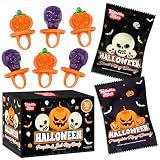 30 Pack Halloween Ring Candy - Individually Wrapped Pumpkin And Skull Lollipops – Trick Or Treat Strawberry And Tutti Frutti Suckers - Bulk Halloween treats Great Use, For Kids, Party Favors, Classrooms , Goodie Bags, Boo Basket Stuffers