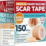 Medical Grade Silicone Scar Tape - 1.6”x150” - Visible Difference on Keloid & С-Section - Reusable Silicone Scar Sheets - Easy to Use